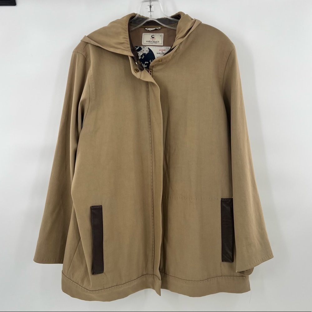 Marina Rinaldi brown lightweight jacket size 12 detachable hood